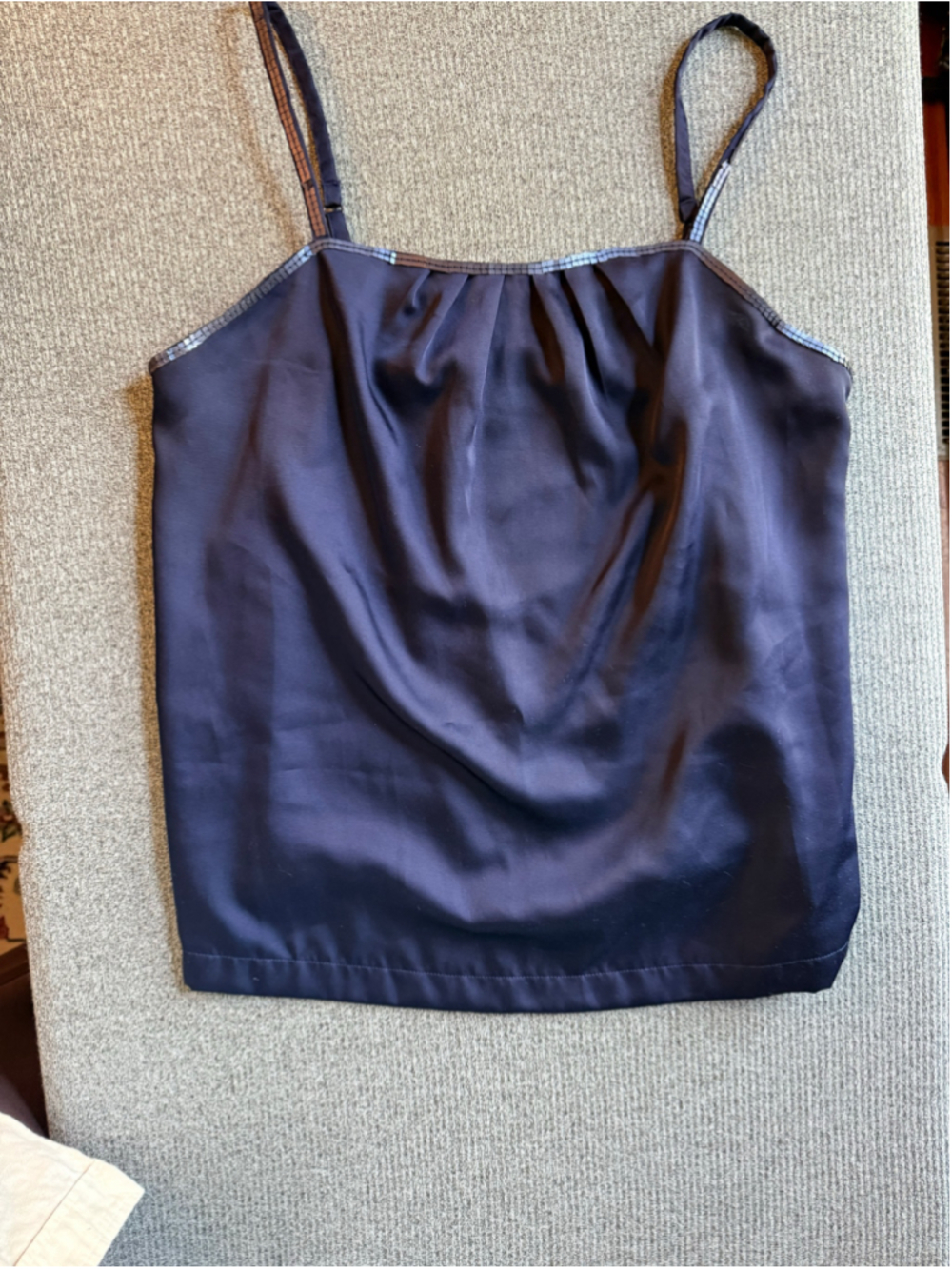 Women's Navy Camisole Size L matte sequin trim